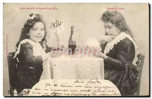 Cartes postales Cartes Enfants Une partie d&#39ecarte en dix