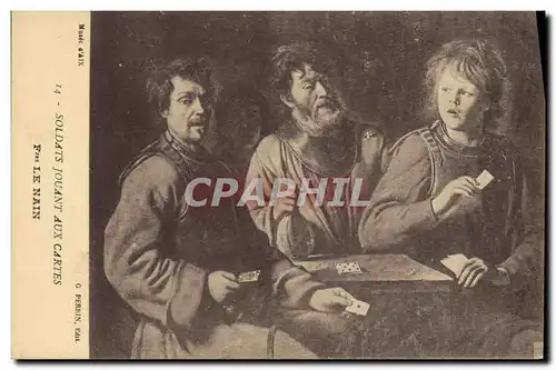 Cartes postales Soldats jouant aux cartes Le Nain