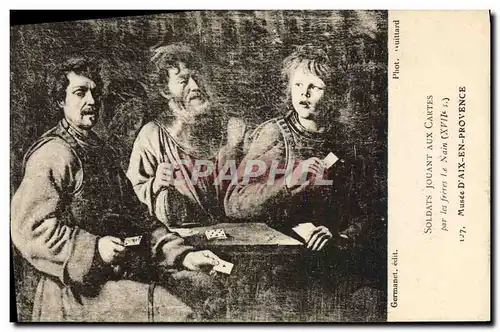 Cartes postales Soldats jouant aux cartes Le Nain