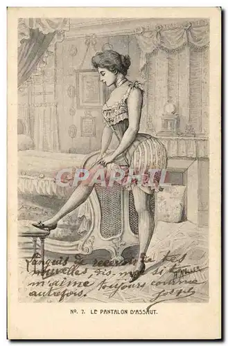 Cartes postales Fantaisie Illustrateur Femme Le pantalon d&#39assaut