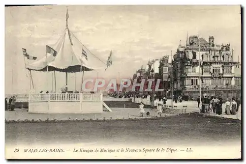 Cartes postales Kiosque de musique et le nouveau square de la digue Malo les Bains