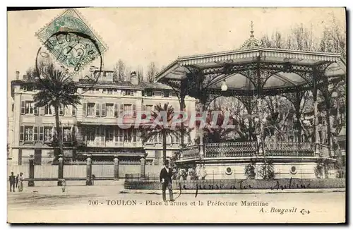 Cartes postales Kiosque Toulon Place d&#39armes et la prefecture Maritime