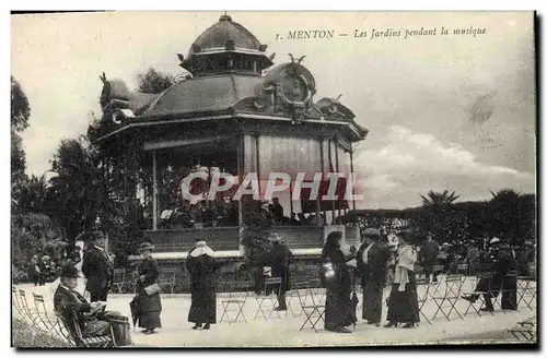 Cartes postales Kiosque Menton Les jardins pendant la musique