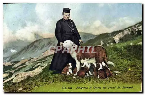 Cartes postales Chiens Religieux et chiens du Grand St Bernard Chien