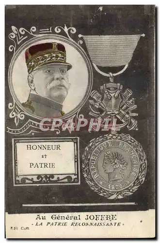 Cartes postales Militaria Au General Joffre La patrie reconnaissante Medaille