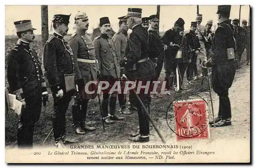 Cartes postales Militaria Grandes manoeuvres du Bourdonnais 1909 Le General Tremeau recoit les officiers etrange