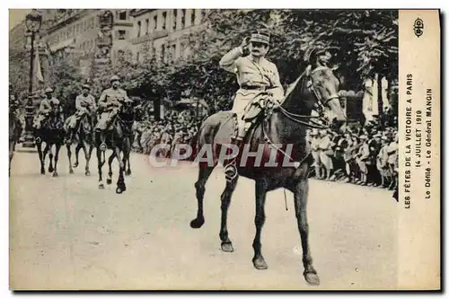 Cartes postales Militaria Les Fetes de la Victore 14 juillet 1919 Le defile Le General Mangin