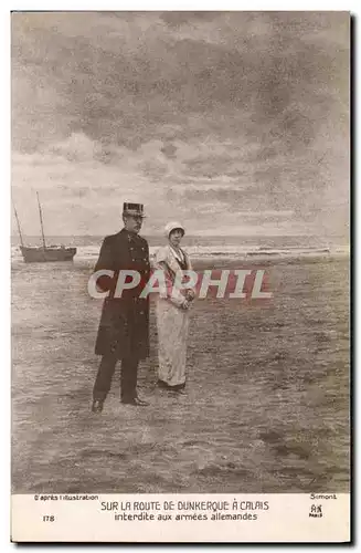 Cartes postales Militaria Sur la route de Dunkerque a Calais Albert 1er