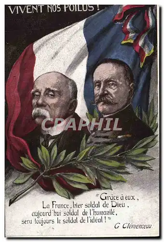 Cartes postales Militaria Vivent nos poilus ! Clemenceau