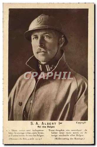 Cartes postales Militaria SM Albert 1er Roi des Belges