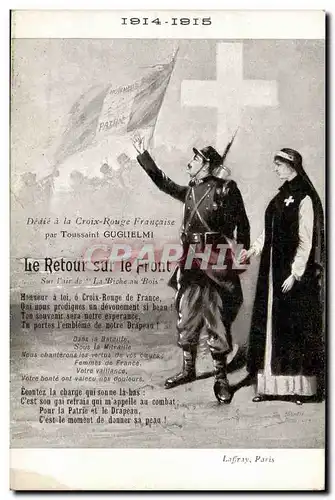Cartes postales Militaria Toussaint Guglielmi le retour sur le front Infirmiere