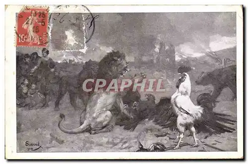 Cartes postales Militaria Lion Coq Aigle