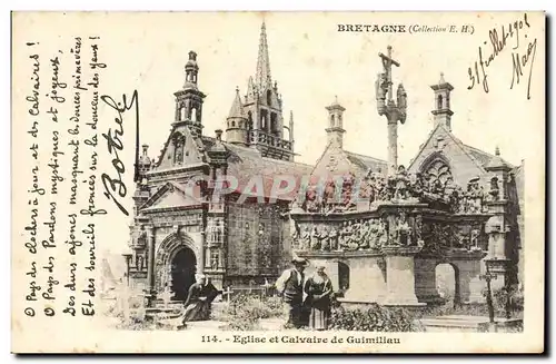 Cartes postales Folklore Botrel Bretagne Eglise et calvaire de Guimiliau