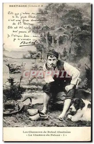 Ansichtskarte AK Folklore Botrel Bretagne Les chansons de Botrel illustrees La chansons du patour Chien