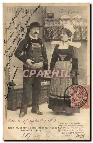 Cartes postales Folklore Botrel Mr et Mme Botrel dans la chansons Par le Petit doigt