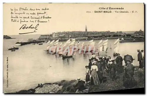 Ansichtskarte AK Folklore Botrel Saint Malo Vue generale Bateaux