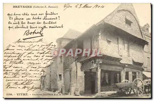 Cartes postales Folklore Botrel Bretagne Vitre Ancienne Hotelerie Rue de Paris