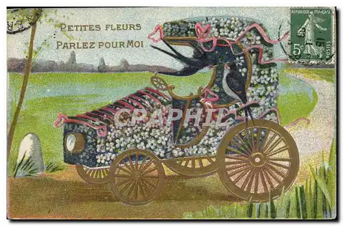 Ansichtskarte AK Fantaisie Fleurs Automobile