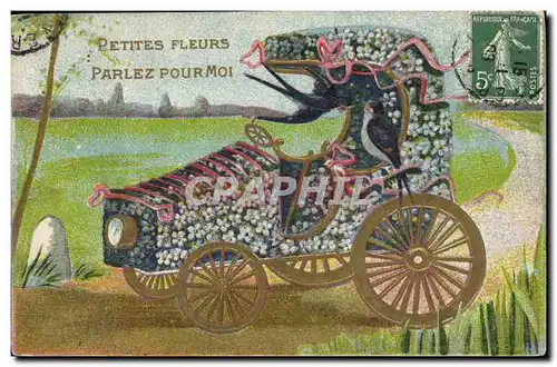 Cartes postales Fantaisie Fleurs Automobile
