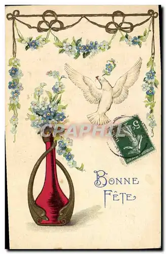 Cartes postales Fantaisie Fleurs Colombe