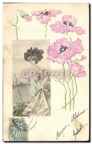 Cartes postales Fantaisie Fleurs Femme