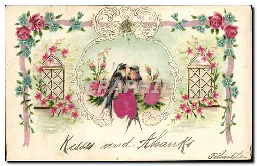 Cartes postales Fantaisie Fleurs Oiseaux