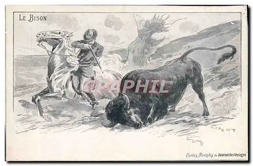 Cartes postales Chasse Le bison