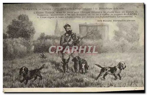 Cartes postales Chasse Tarascon Tartarin Chiens