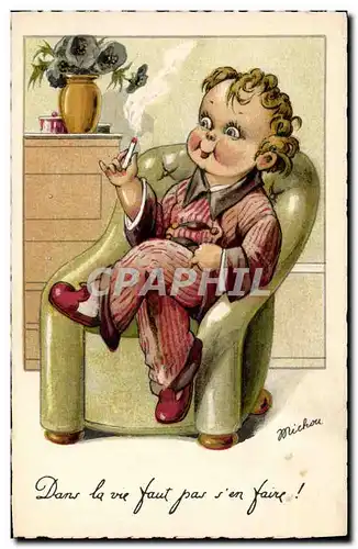 Ansichtskarte AK Fantaisie Illustrateur Enfant Cigarette Tabac Michou
