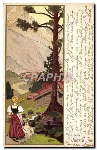 Cartes postales Fantaisie Illustrateur Femme Montagne Vegetaline