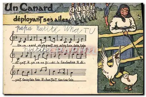 Cartes postales Fantaisie Illustrateur Le canard deployant ses ailes