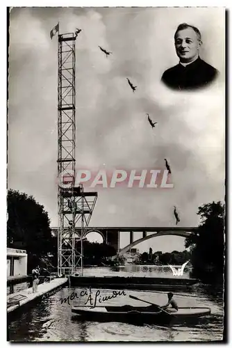 Ansichtskarte AK l&#39abbe volant Robert Simon plonge Eglise de Saone Autographe