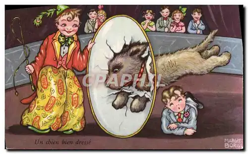 Cartes postales Cirque Enfants Un chien bien dresse