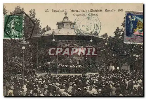 Cartes postales Kiosque Exposition internationale d&#39electricite Marseille 1908 Quinconce Central