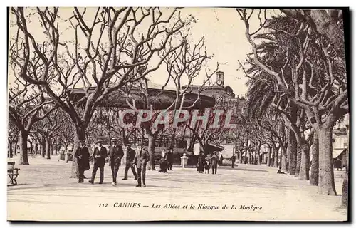 Cartes postales Cannes Les allees et le Kiosque de la musique