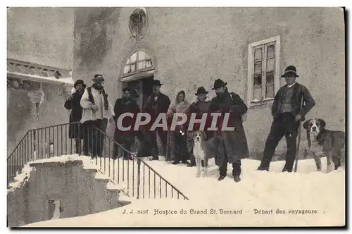 Cartes postales Chien Chiens Hospice du Grand St Bernard Depart des voyageurs TOP