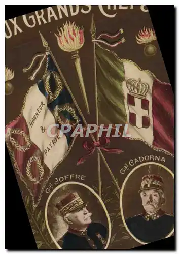 Ansichtskarte AK Militaria Deux grands chefs General Joffre General Cadorna