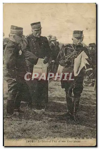 Cartes postales Militaria Le General Pau et son Etat Major