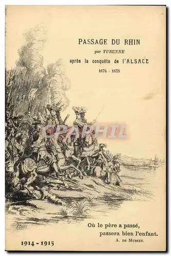 Cartes postales Militaria Passage du Rhin par Turenne apres la conquete de l&#39Alsace