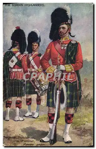 Cartes postales Militaria The Gordon Highlanders Sergeant Bandsman and drummer