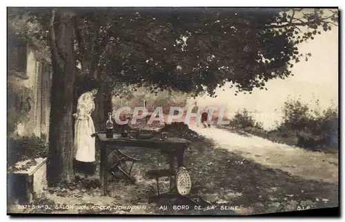 Cartes postales salon 1901 Jourdain Au bord de la Seine