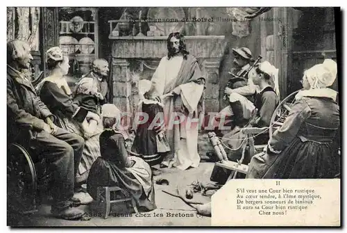 Cartes postales Folklore Botrel Les chansons de Botrel illustrees Jesus chez les Bretons