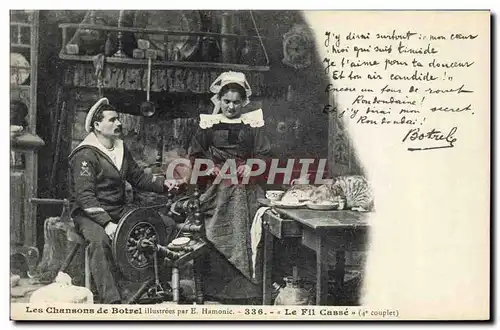 Cartes postales Folklore Botrel Les chansons de Botrel illustrees Le fil casse Marin