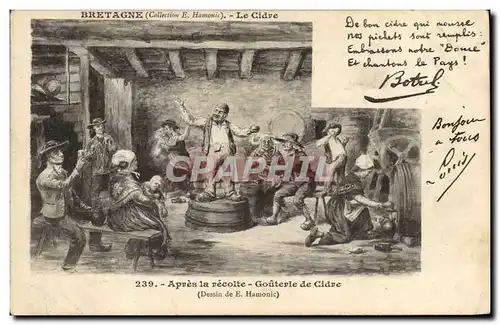 Cartes postales Folklore Botrel Bretagne La cidre Apres la recolte Gouterie de cidre