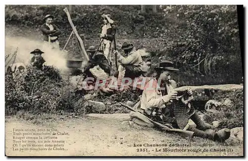 Cartes postales Folklore Le mouchoir rouge de Cholet Les chansons de Botrel illustrees