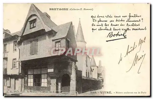 Cartes postales Botrel Vitre Maison ancienne rue de Paris Bretagne