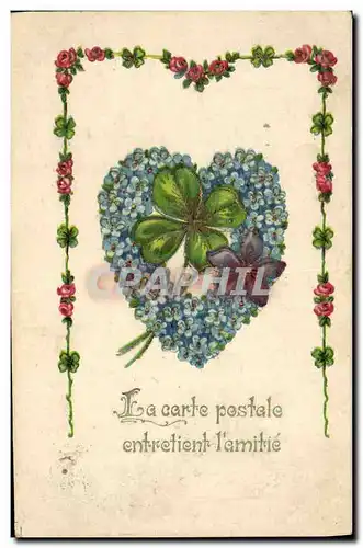 Cartes postales Fantaisie Fleurs Trefle Coeur