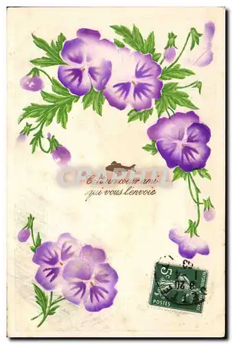 Cartes postales Fantaisie Fleurs Poisson