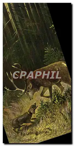 Cartes postales Chasse Cerf Chien