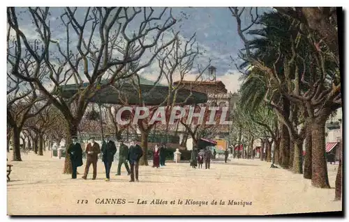 Cartes postales Cannes Les allees et le Kiosque de la musique